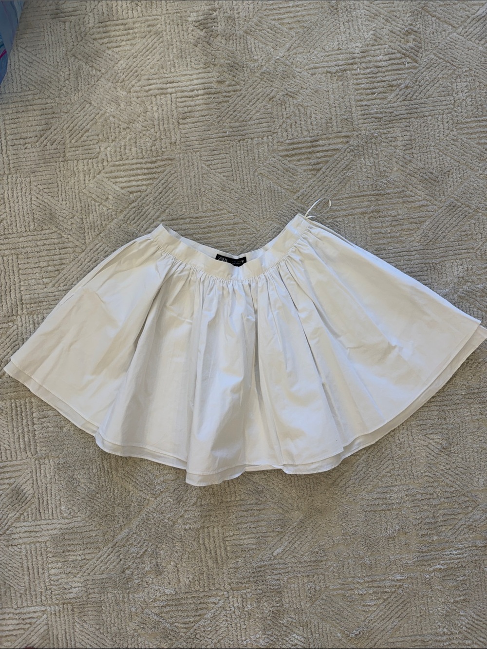 ZARA White Gathered Mini Skirt